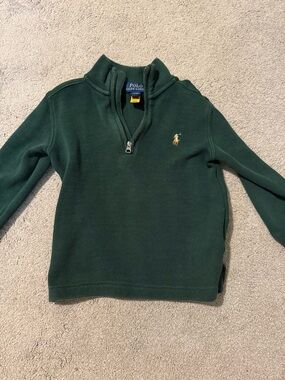 4T Polo by Ralph Lauren Forest Green Quarter-Zip Pullover with Yellow Tag